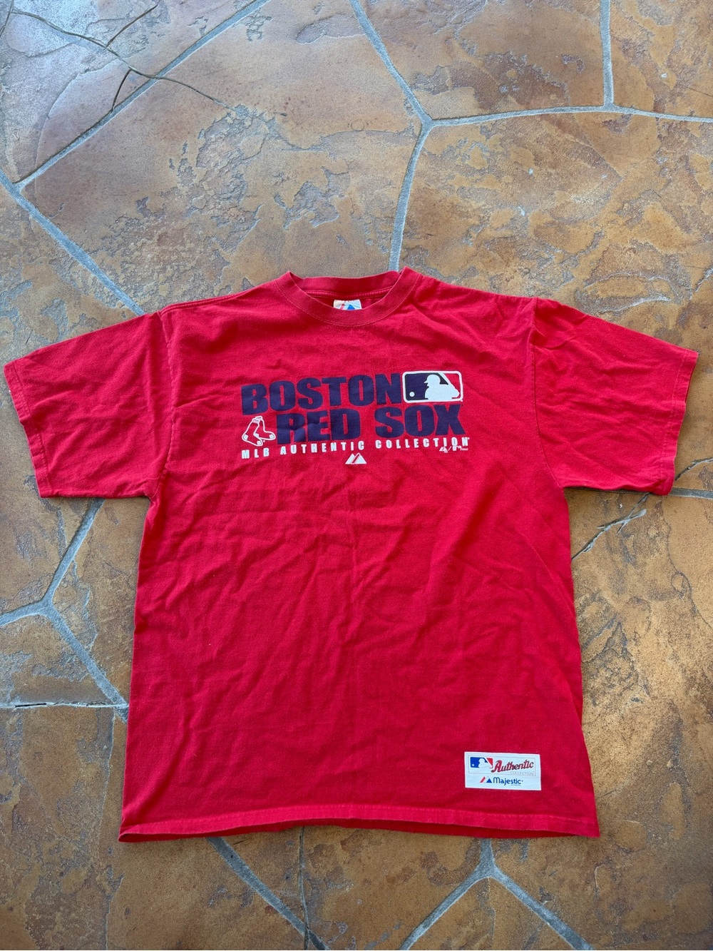 Vintage Y2K Majestic MLB Authentic Collection Boston Red Sox Red Graphic T-Shirt
